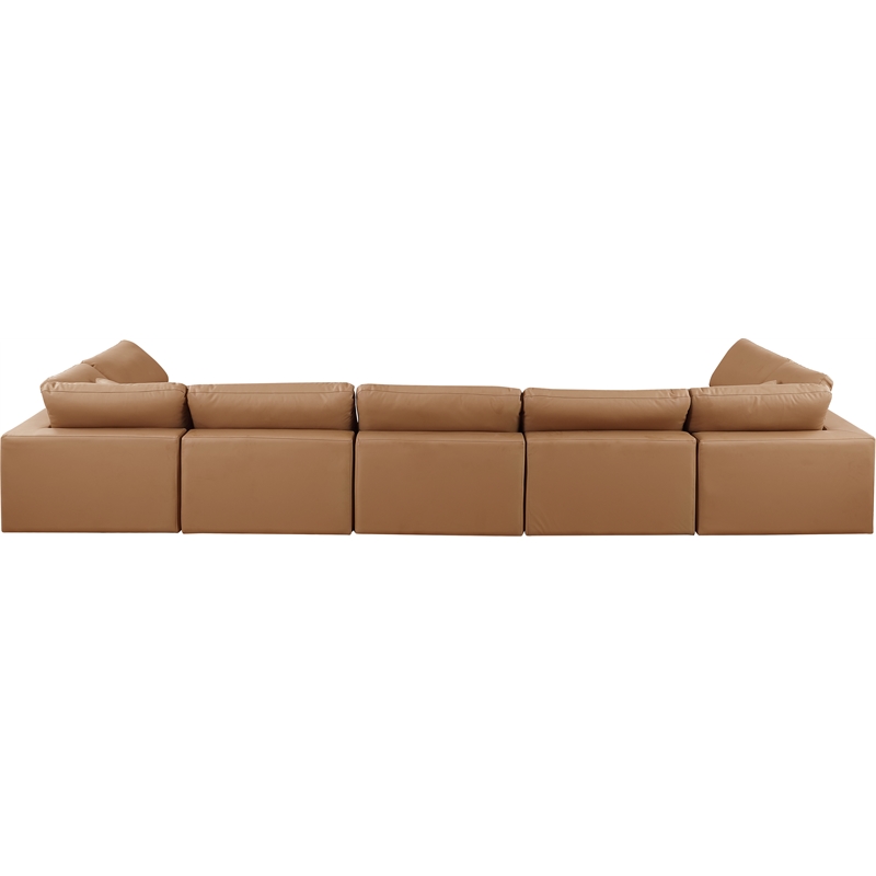 Meridian Furniture Comfy Cognac Vegan Leather 7-Pc. Modular Sectional
