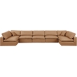 Meridian Furniture Comfy Cognac Vegan Leather 7-Pc. Modular Sectional