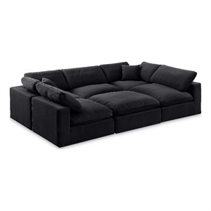 Meridian Furniture Comfy Black Velvet 6-Pc. Modular Sectional
