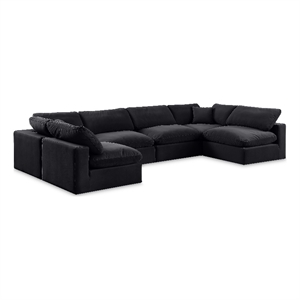Meridian Furniture Comfy Black Velvet 6-Pc. Modular Sectional