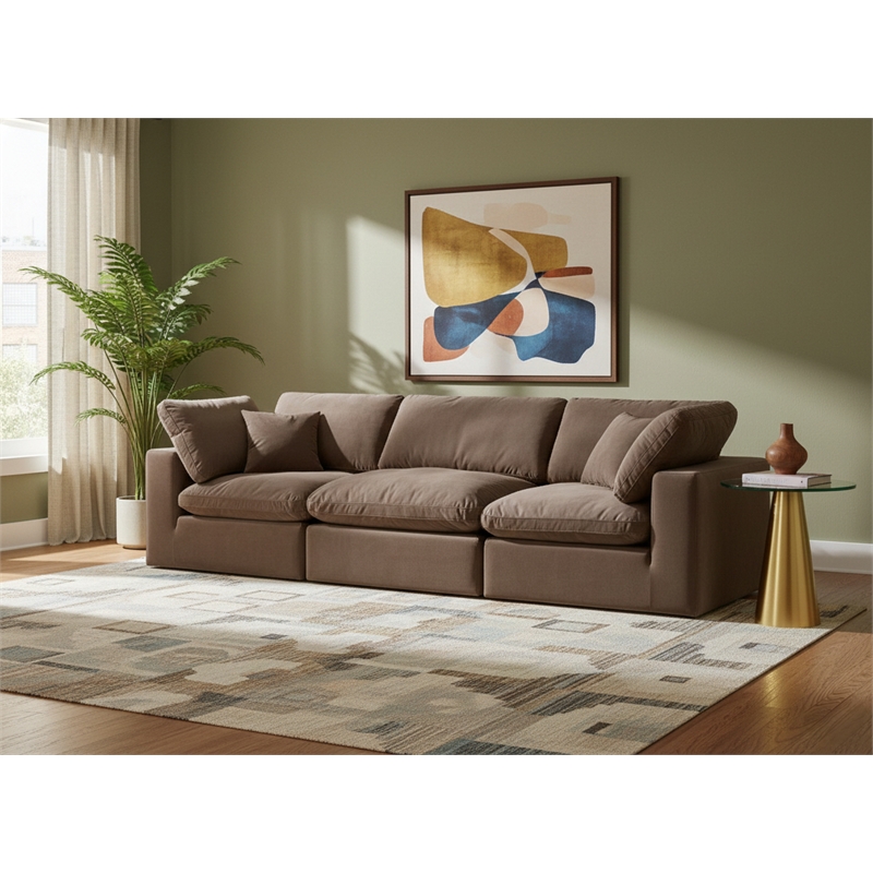 Meridian Furniture Comfy Brown Velvet 3-Pc. Modular Sofa
