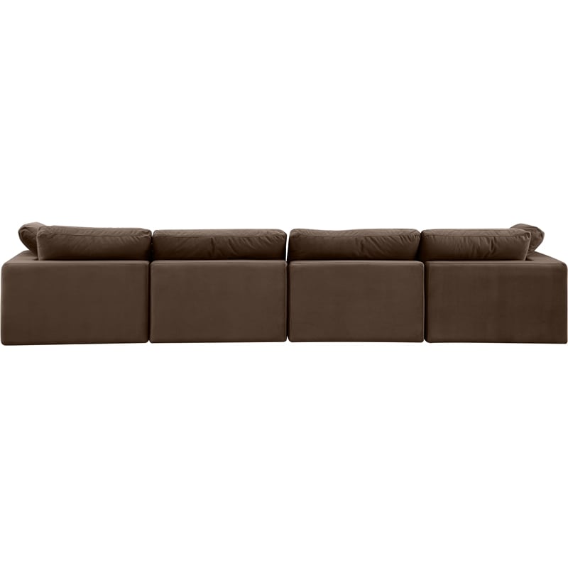 Meridian Furniture Comfy Brown Velvet 4-Pc. Modular Sofa