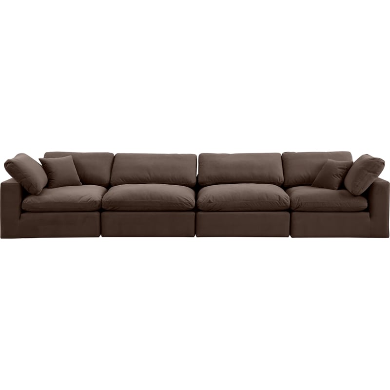 Meridian Furniture Comfy Brown Velvet 4-Pc. Modular Sofa