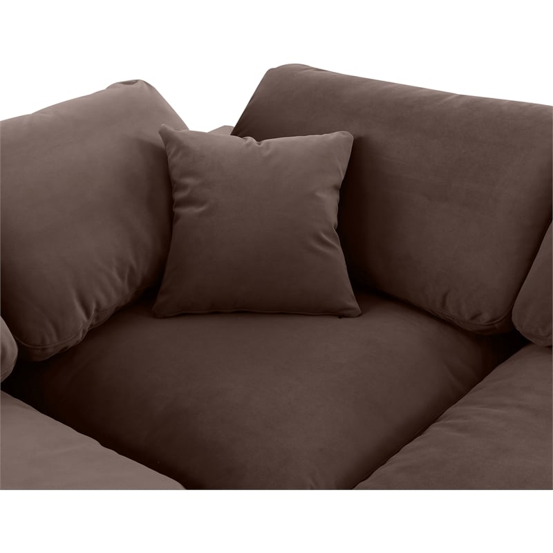 Meridian Furniture Comfy Brown Velvet 4-Pc. Modular Sofa