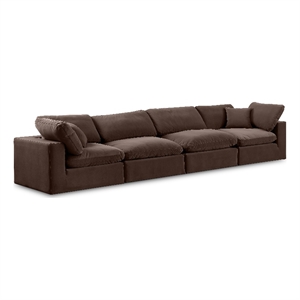Meridian Furniture Comfy Brown Velvet 4-Pc. Modular Sofa