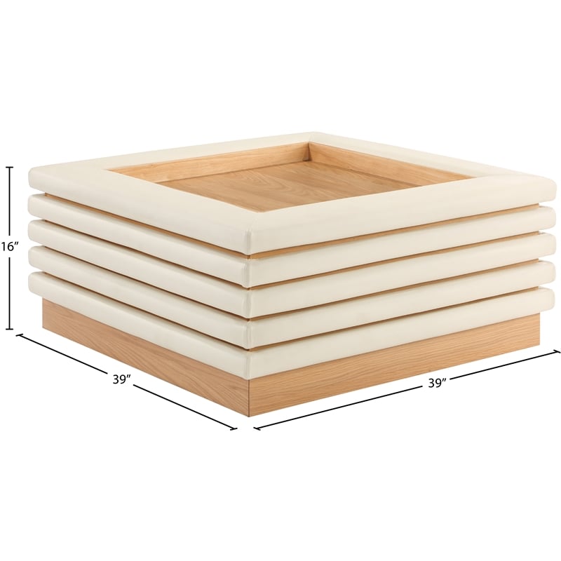 Meridian Furniture Rory Cream Vegan Leather Coffee Table
