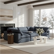 Meridian Furniture Comfy Navy Linen Textured Fabric 6-Pc. Modular Sectional