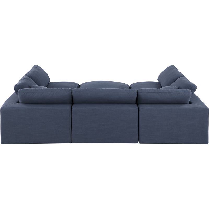 Meridian Furniture Comfy Navy Linen Textured Fabric 6-Pc. Modular Sectional