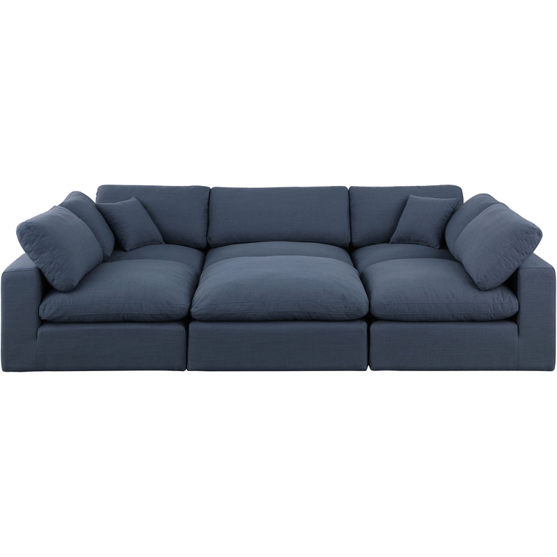 Meridian Furniture Comfy Navy Linen Textured Fabric 6-Pc. Modular Sectional