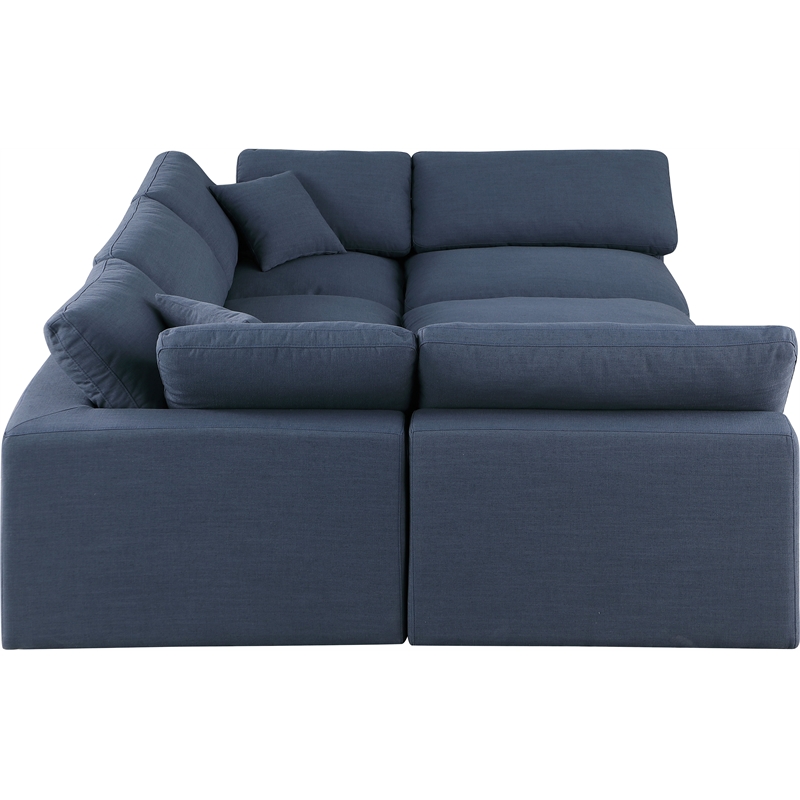 Meridian Furniture Comfy Navy Linen Textured Fabric 6-Pc. Modular Sectional