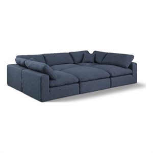 Meridian Furniture Comfy Navy Linen Textured Fabric 6-Pc. Modular Sectional