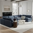Meridian Furniture Comfy Navy Linen Textured Fabric 6-Pc. Modular Sectional