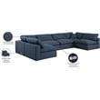 Meridian Furniture Comfy Navy Linen Textured Fabric 6-Pc. Modular Sectional