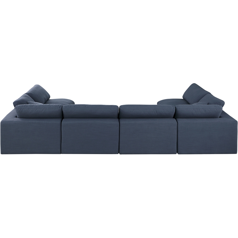 Meridian Furniture Comfy Navy Linen Textured Fabric 6-Pc. Modular Sectional