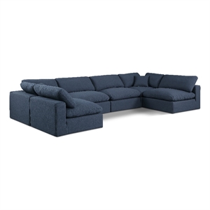 Meridian Furniture Comfy Navy Linen Textured Fabric 6-Pc. Modular Sectional