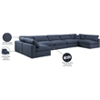 Meridian Furniture Comfy Navy Linen Textured Fabric 7-Pc. Modular Sectional