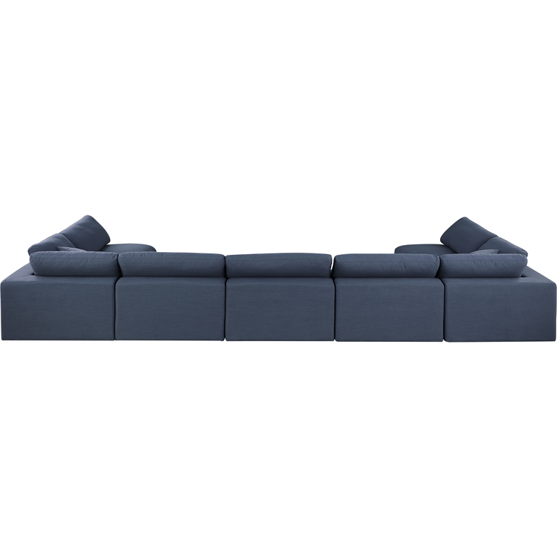Meridian Furniture Comfy Navy Linen Textured Fabric 7-Pc. Modular Sectional