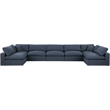 Meridian Furniture Comfy Navy Linen Textured Fabric 7-Pc. Modular Sectional