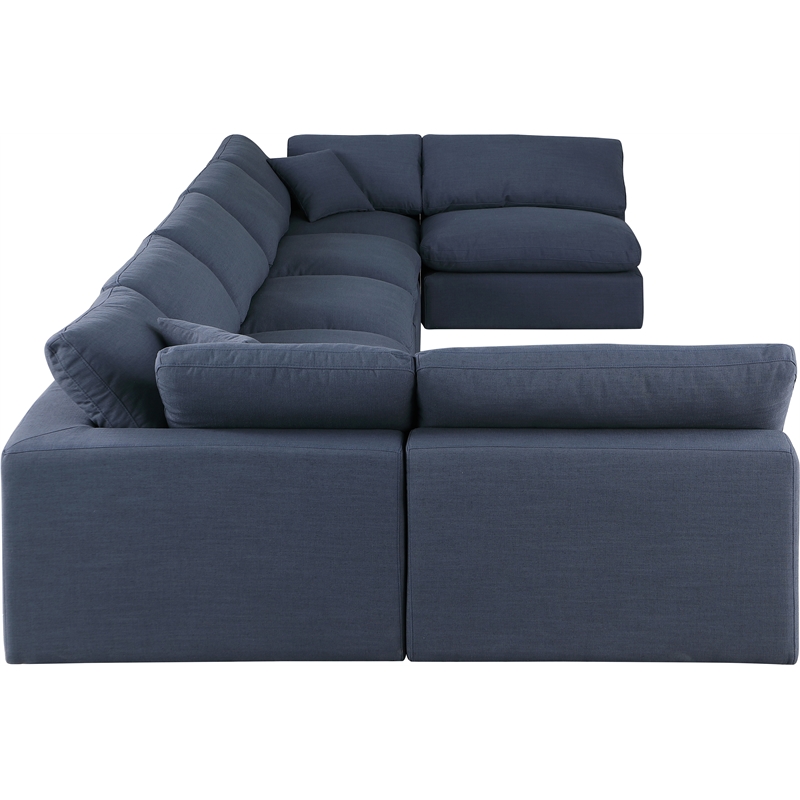 Meridian Furniture Comfy Navy Linen Textured Fabric 7-Pc. Modular Sectional