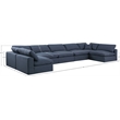 Meridian Furniture Comfy Navy Linen Textured Fabric 7-Pc. Modular Sectional