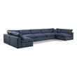 Meridian Furniture Comfy Navy Linen Textured Fabric 7-Pc. Modular Sectional
