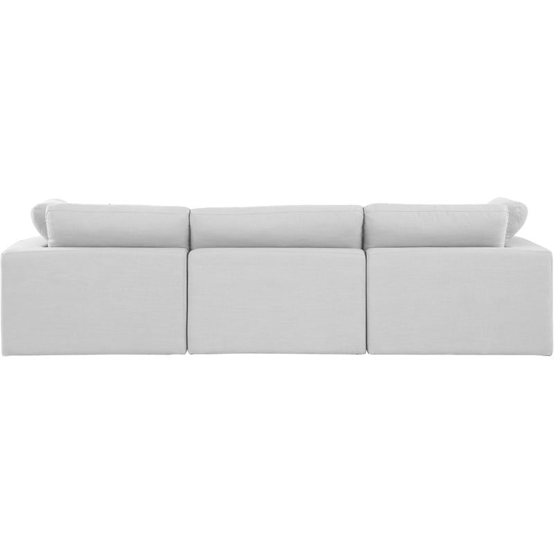 Meridian Furniture Comfy White Linen Textured Fabric 3-Pc. Modular Sofa