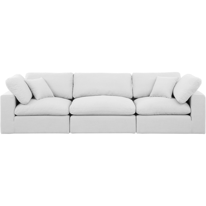 Meridian Furniture Comfy White Linen Textured Fabric 3-Pc. Modular Sofa