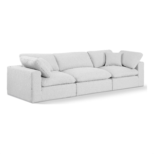 Meridian Furniture Comfy White Linen Textured Fabric 3-Pc. Modular Sofa