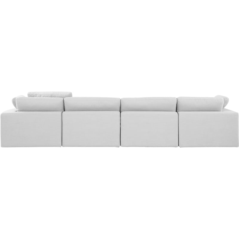 Meridian Furniture Comfy White Linen Textured Fabric 4-Pc. Modular Sofa