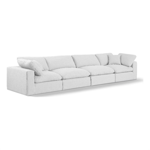 Meridian Furniture Comfy White Linen Textured Fabric 4-Pc. Modular Sofa