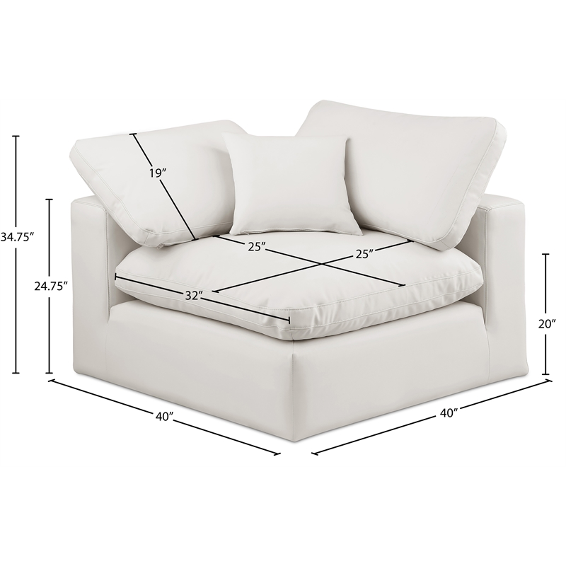 Meridian Furniture Comfy Cream Vegan Leather Corner Chair