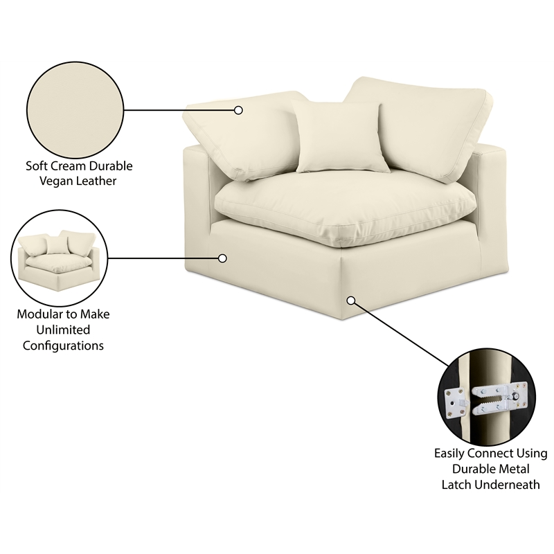 Meridian Furniture Comfy Cream Vegan Leather Corner Chair