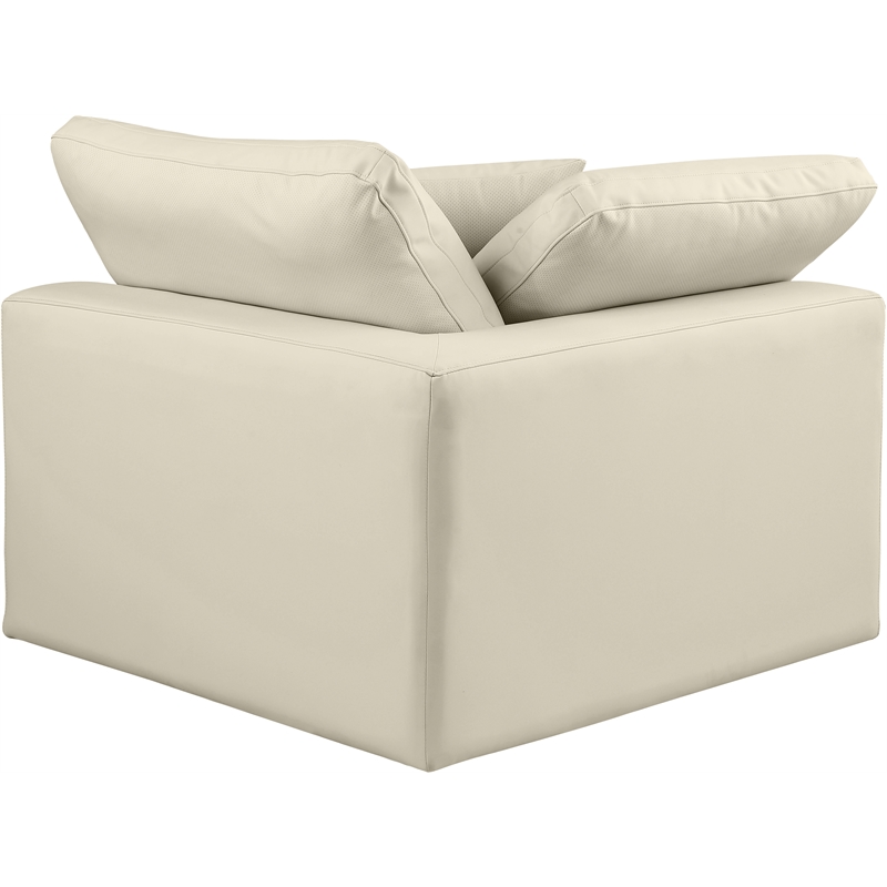Meridian Furniture Comfy Cream Vegan Leather Corner Chair