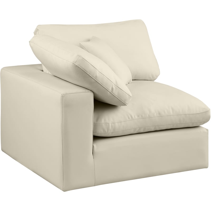 Meridian Furniture Comfy Cream Vegan Leather Corner Chair