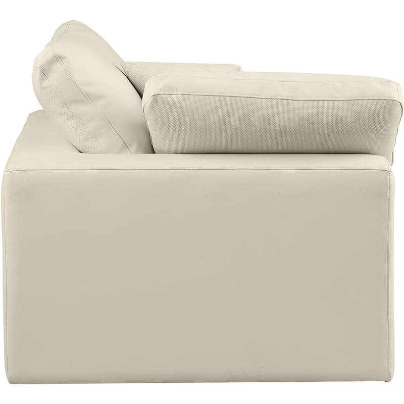 Meridian Furniture Comfy Cream Vegan Leather Corner Chair