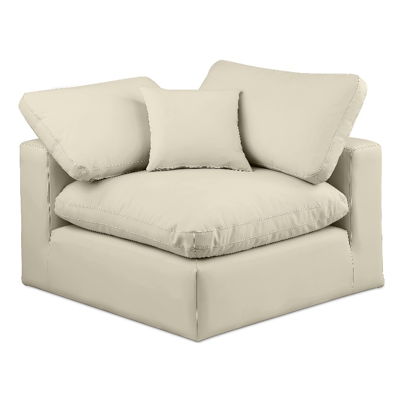 Meridian Furniture Comfy Cream Vegan Leather Corner Chair