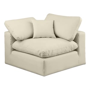 Meridian Furniture Comfy Cream Vegan Leather Corner Chair