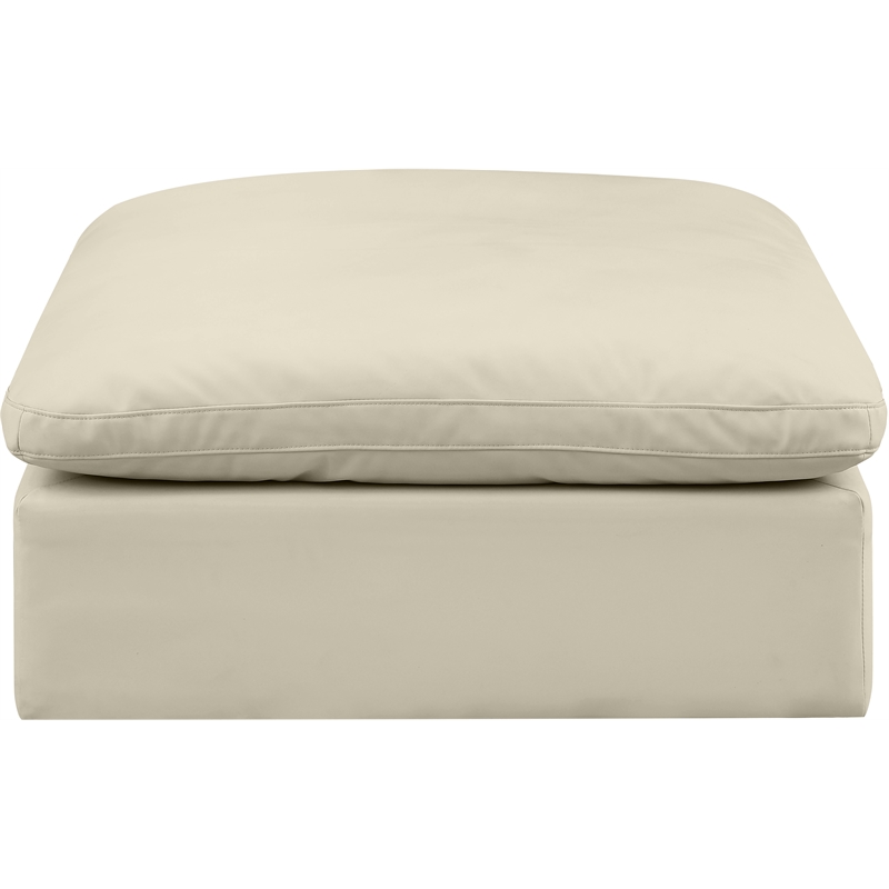 Meridian Furniture Comfy Cream Vegan Leather Ottoman