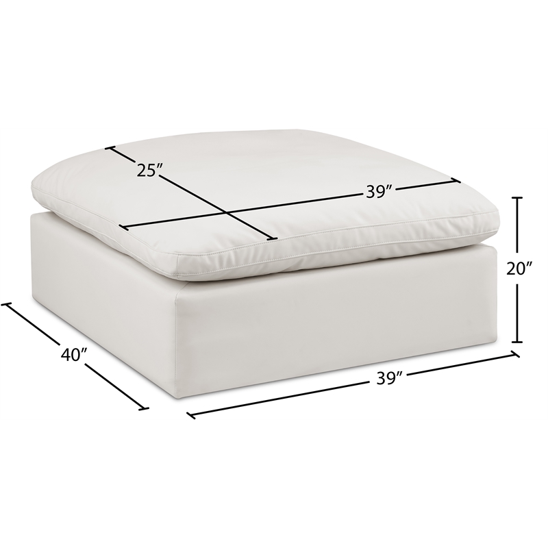 Meridian Furniture Comfy Cream Vegan Leather Ottoman