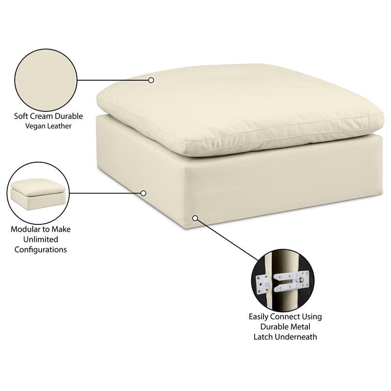 Meridian Furniture Comfy Cream Vegan Leather Ottoman