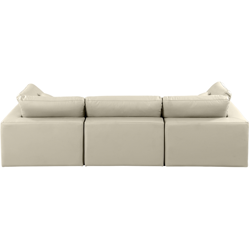 Meridian Furniture Comfy Cream Vegan Leather 3-Pc. Modular Sofa