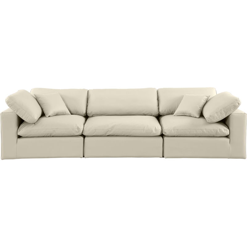 Meridian Furniture Comfy Cream Vegan Leather 3-Pc. Modular Sofa