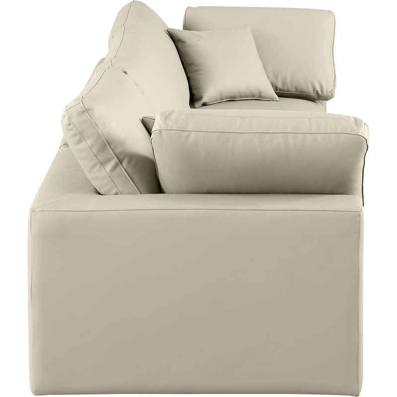 Meridian Furniture Comfy Cream Vegan Leather 3-Pc. Modular Sofa