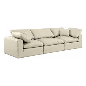 Meridian Furniture Comfy Cream Vegan Leather 3-Pc. Modular Sofa