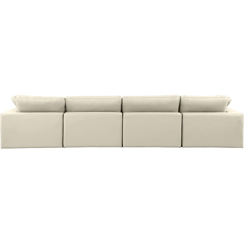 Meridian Furniture Comfy Cream Vegan Leather 4-Pc. Modular Sofa