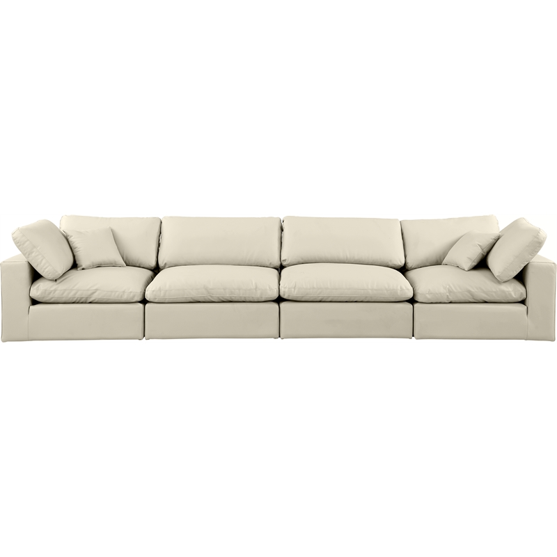 Meridian Furniture Comfy Cream Vegan Leather 4-Pc. Modular Sofa