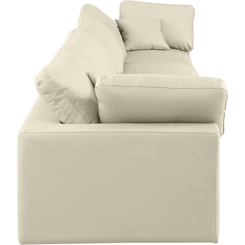 Meridian Furniture Comfy Cream Vegan Leather 4-Pc. Modular Sofa