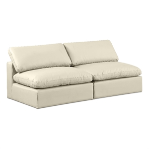 Meridian Furniture Comfy Cream Vegan Leather 2-Pc. Modular Sofa