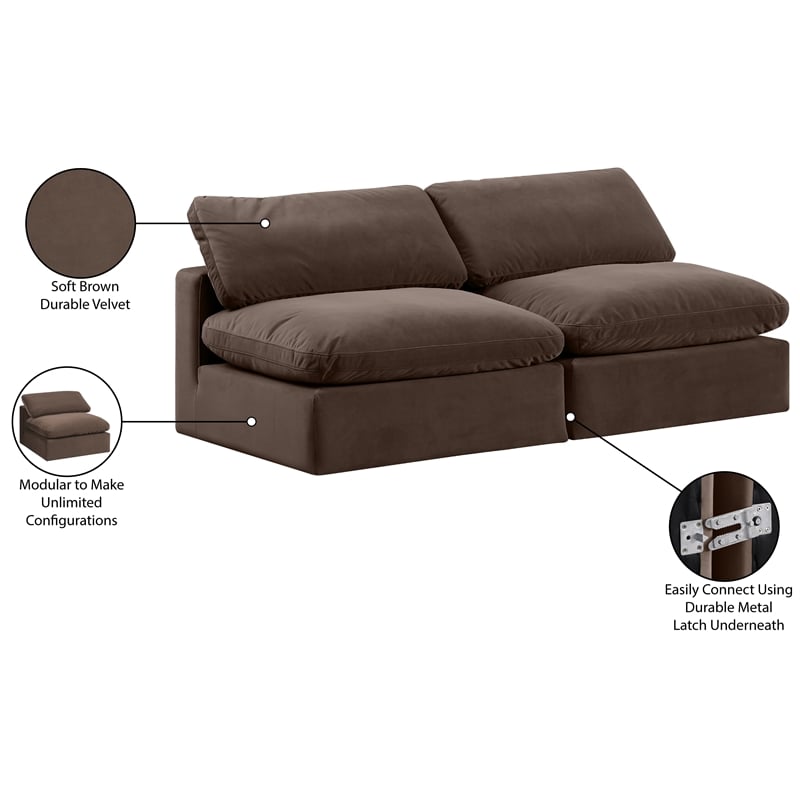 Meridian Furniture Comfy Brown Velvet 2-Pc. Modular Sofa