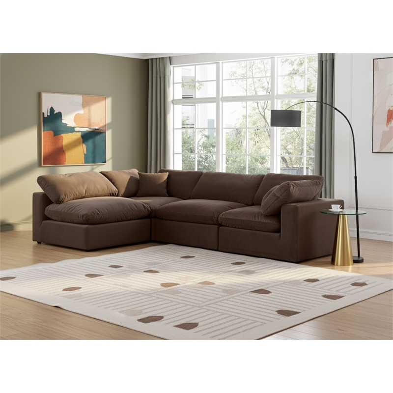Meridian Furniture Comfy Brown Velvet 4-Pc. Modular Sectional